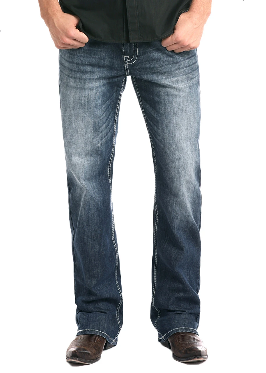 Relaxed Fit Stretch Straight Bootcut Jeans #M0S3473 2 Relaxed Fit Stretch Straight Bootcut Jeans #M0S3473 - Image 2
