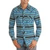 Rock & Roll Cowboy Men's Aztec Print Snap Shirt