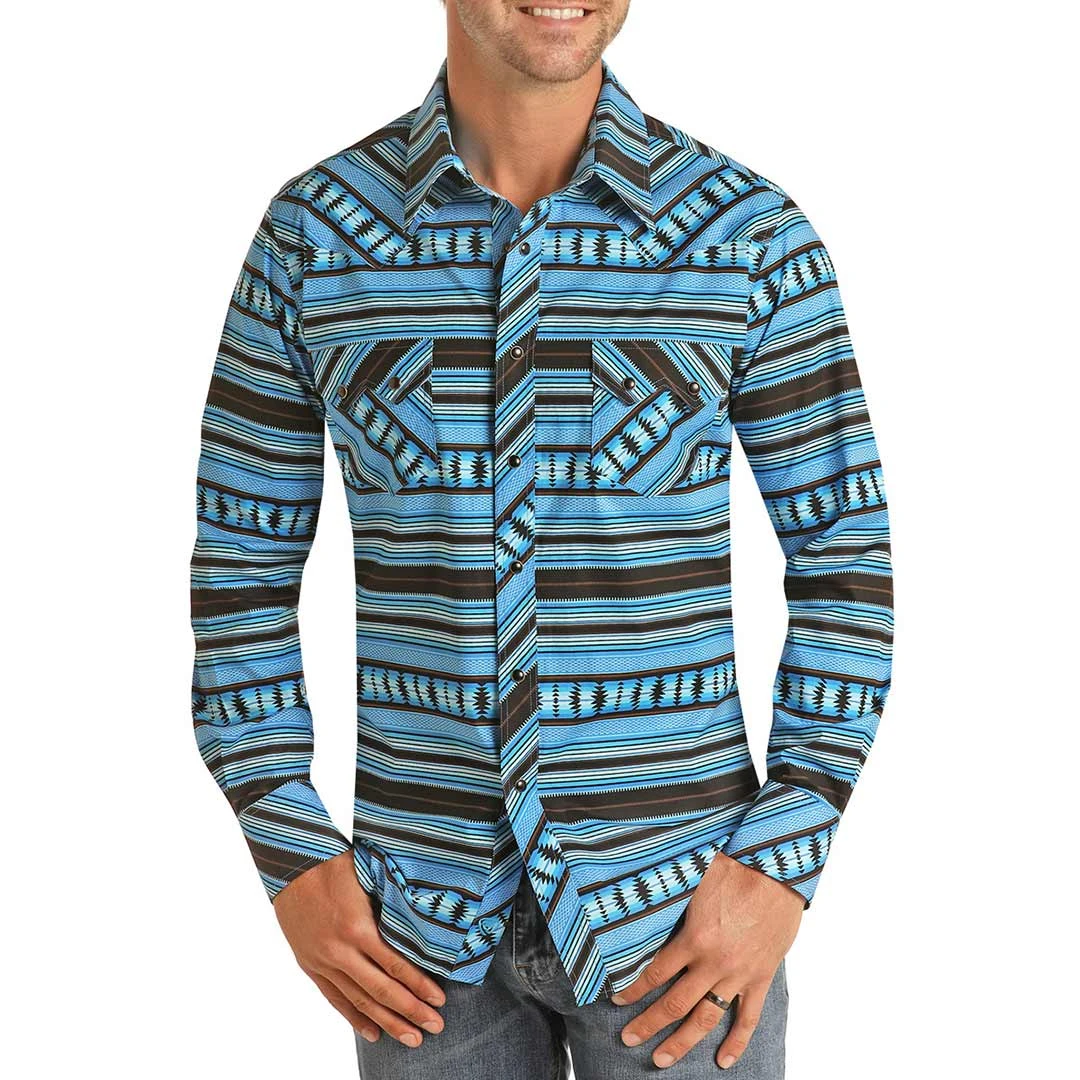 Rock & Roll Cowboy Men's Aztec Print Snap Shirt 1 Rock & Roll Cowboy Men's Aztec Print Snap Shirt