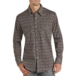 Rough Stock Men's Medallion Print Snap Shirt